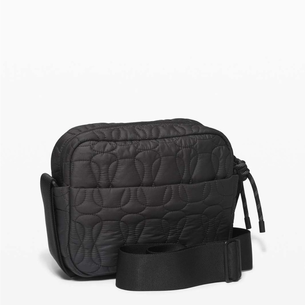Quilted Black Crossbody Camera Bag - Men